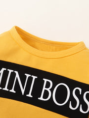 Boys Block Letter Print Pullover Top Pants Set