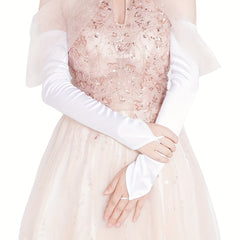 D EXCEED Women's Long Fingerless Sheer Gloves for Weddings and Events