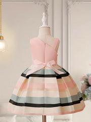 Toddler Girls One Shoulder Flowers Bow Stripe Princess Dress Gown