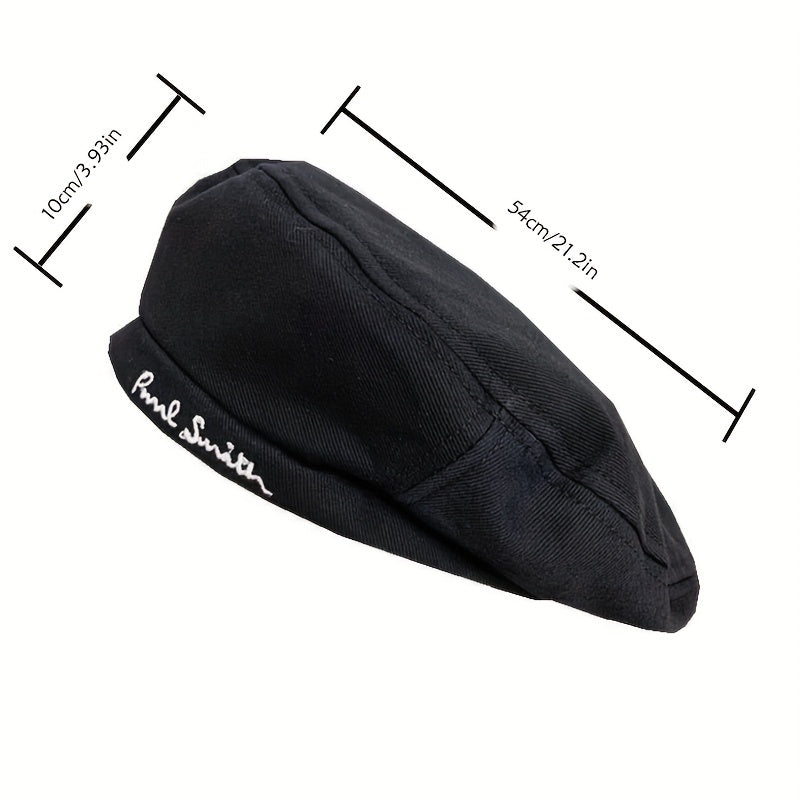 Vintage Style Letter Embroidery Solid Beret Thin Lightweight Painter Cap