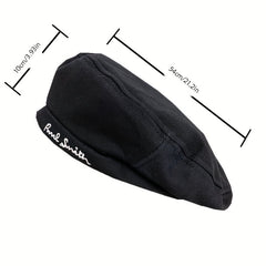 Vintage Style Letter Embroidery Solid Beret Thin Lightweight Painter Cap
