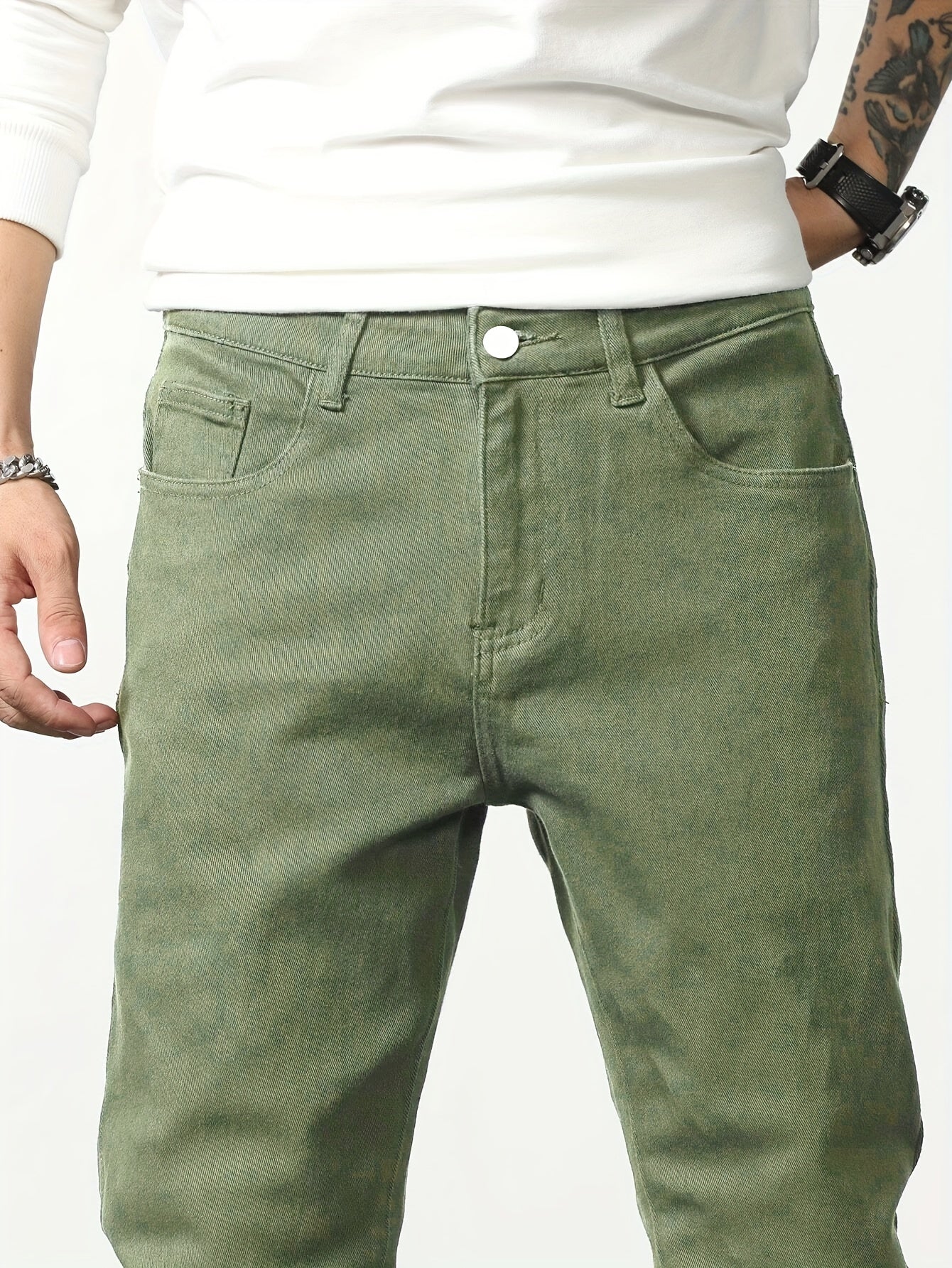 Mens Straight Leg Jeans Street Style Denim Pants