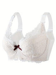 Floral Jacquard Lace Push Up Bra Plus Size