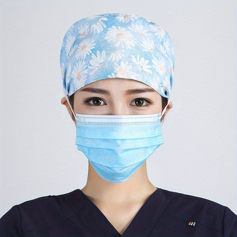 Cartoon Cotton Work Cap Button Nurse Scrub Hat