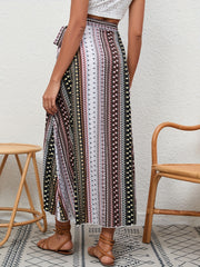 Tribal Print High Waist Wrap Maxi Skirt for Vacation