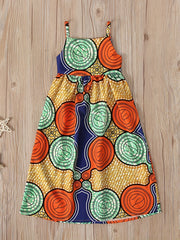 Abstract Graphic Backless Cami Princess Dress For Party Beach Vacation