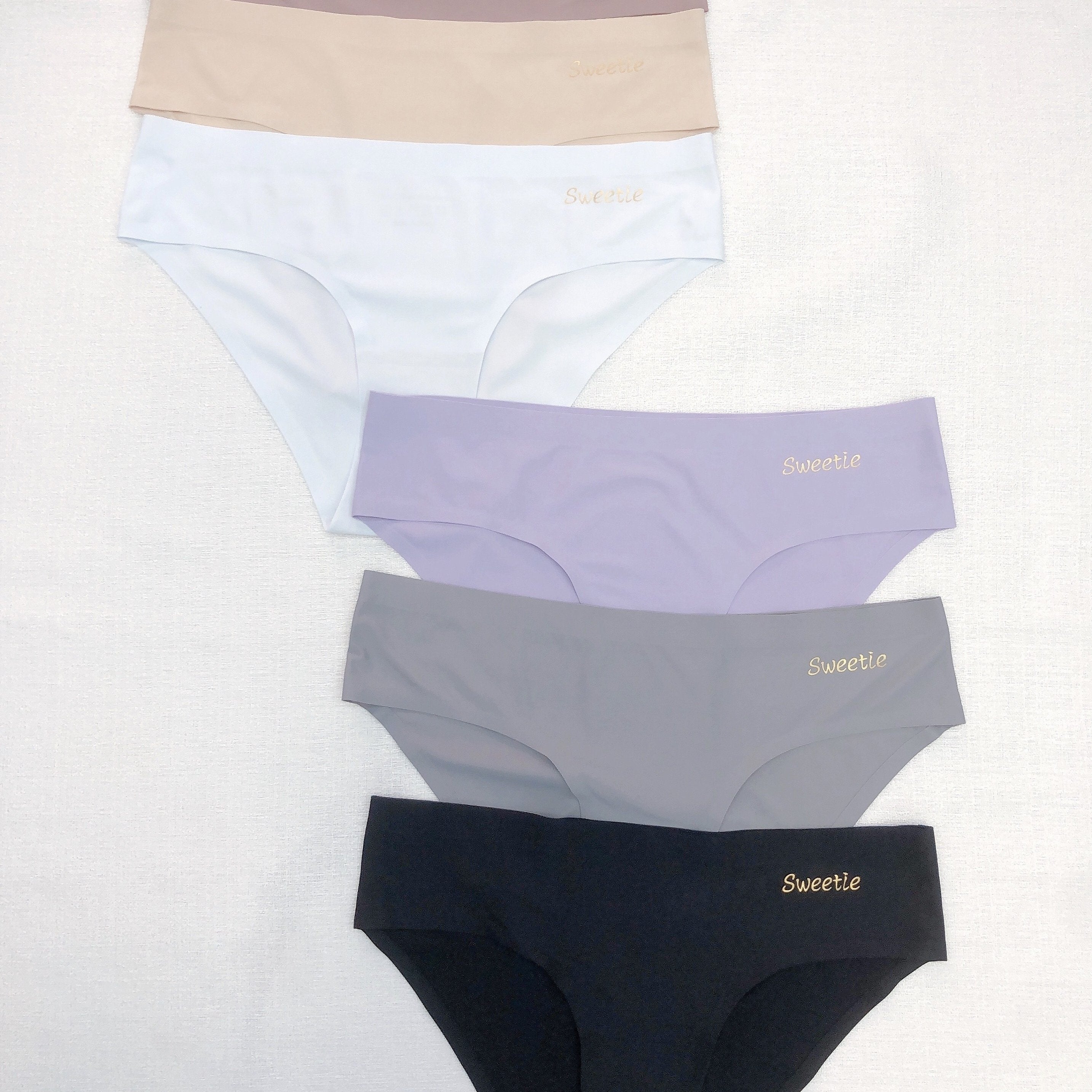 6pcs Letter Print Bikini Panties Seamless Stretch Panties Women's Lingerie
