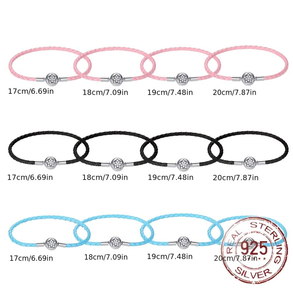 S925 Silver Star Charm Bracelet for Girls Family Friends Kids