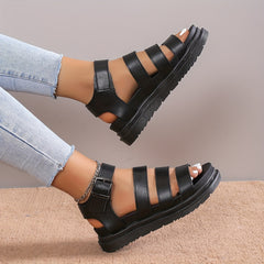 Women's Platform Roman Sandals Ankle Buckle Strap Shoes