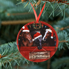 1pc Round Acrylic Christmas Tree Ornament Farmhouse Horses Christmas Ornaments