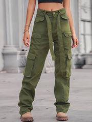 Baggy Cargo Pants Loose Fit Non Stretch With Belt Jeans