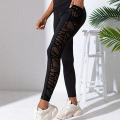 High Waist Mesh Stitching Butt Lifting Yoga Pants