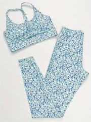 Floral Print Yoga Suit: Cami Bra & High Waist Leggings