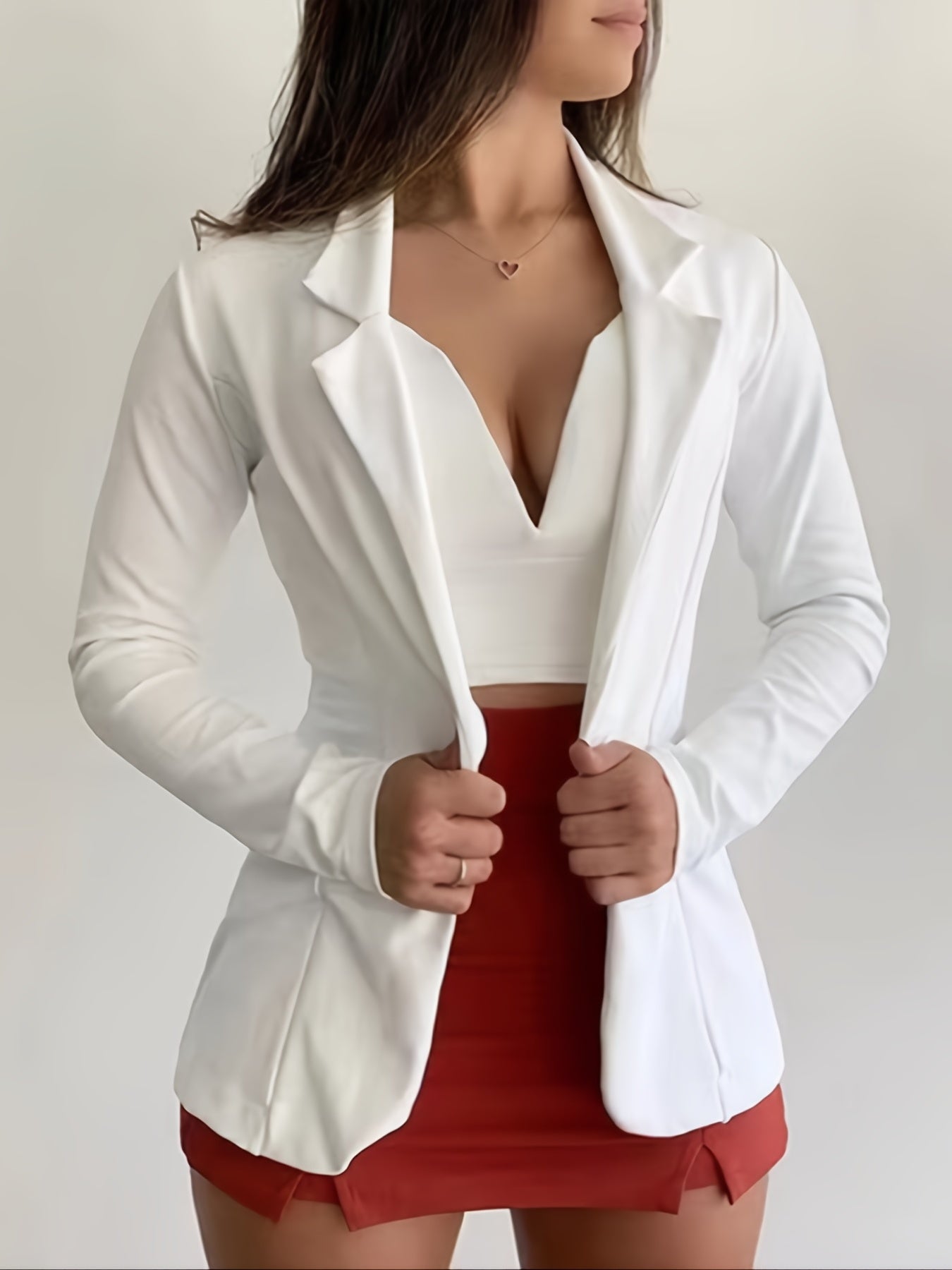 Solid Lapel Button Blazer Jacket Casual Loose Outerwear