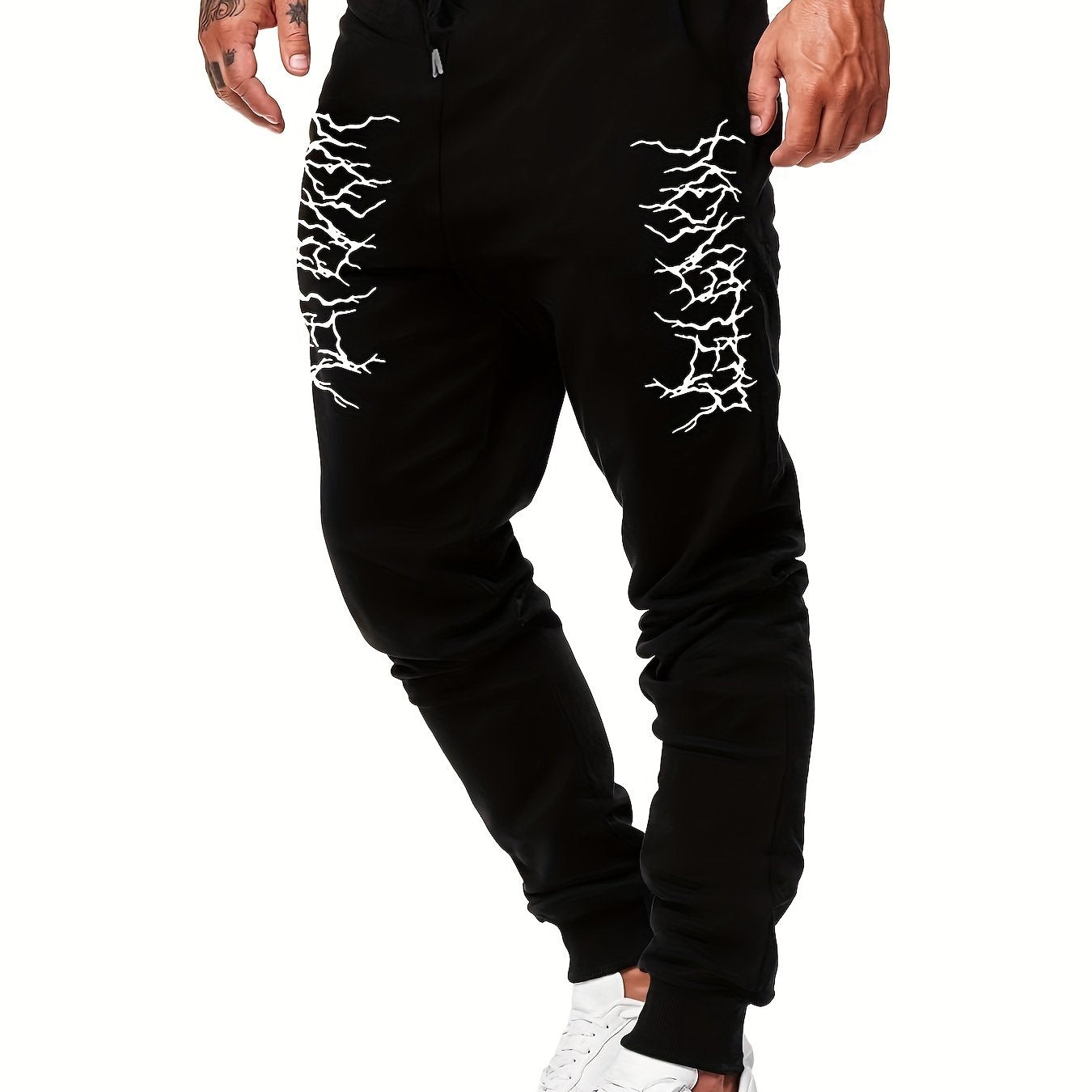 Lightning Pattern Drawstring Joggers Men s Sweatpants