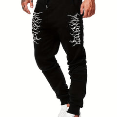 Lightning Pattern Drawstring Joggers Men s Sweatpants