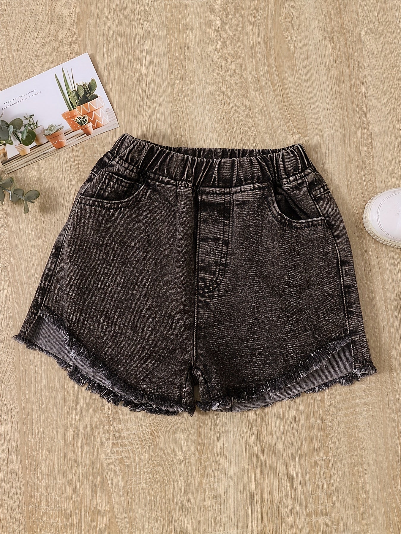 Girls Casual Washed Denim Shorts Breathable Comfortable Pants For Kids