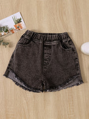Girls Casual Washed Denim Shorts Breathable Comfortable Pants For Kids