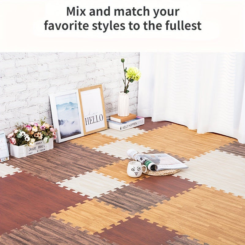 Wooden Grain Foam Floor Mat For Living Room