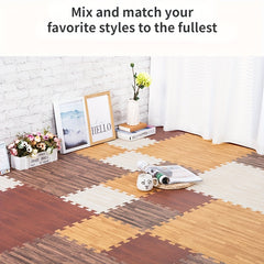 Wooden Grain Foam Floor Mat For Living Room
