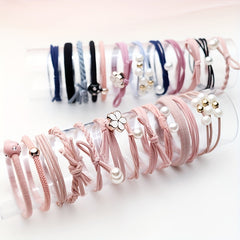 12pcs Faux Pearl Elastic Hair Ties for Girls