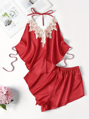 Lace Pajama Set Halter Top & Shorts