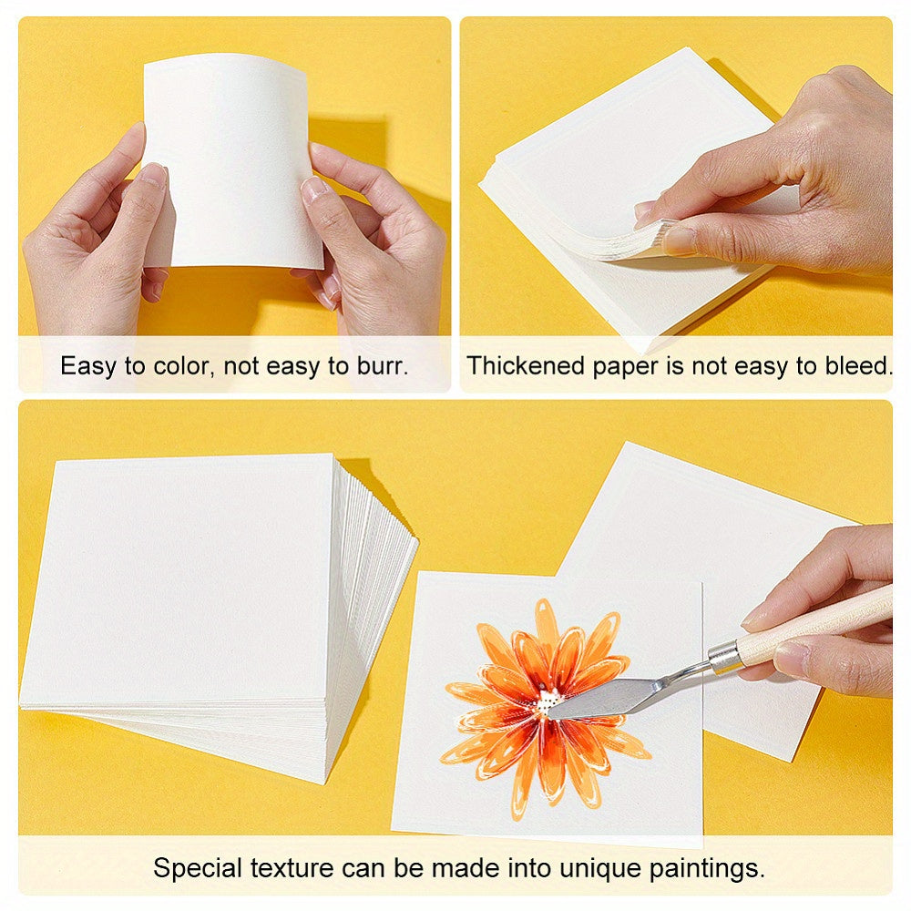 50pcs Painting Paper Sheets 10x10cm Square Craft Supplies Set