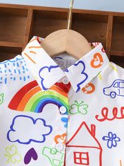 Boys Rainbow House Car Cloud Butterfly Cartoon Shirt