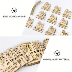 10pcs Christmas Wooden Embellishment Xmas Tree Wood Cutouts