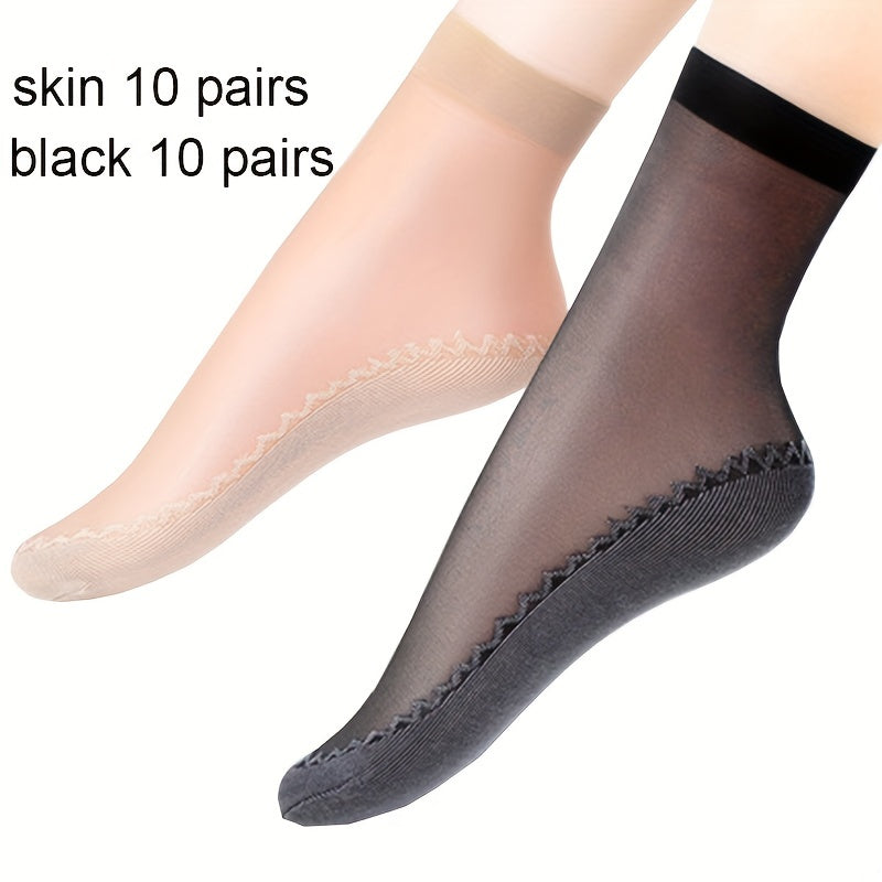 20 Pairs Lace Mesh Crew Socks Women's Stockings