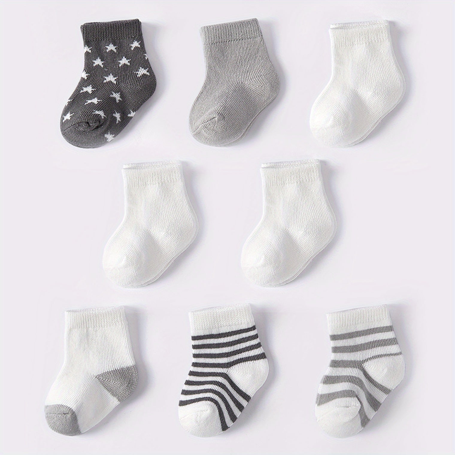 8 Pairs Infants & Toddlers Star & Stripe Socks Spring Autumn