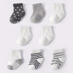 8 Pairs Infants & Toddlers Star & Stripe Socks Spring Autumn