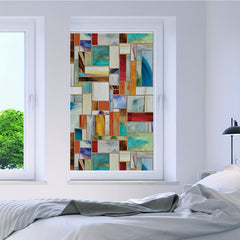 Abstract Geometry Stained Glass Window Film Privacy Film