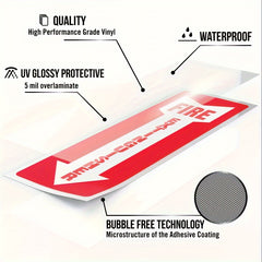 5 Pack Fire Extinguisher Sign Self Adhesive Sticker Red