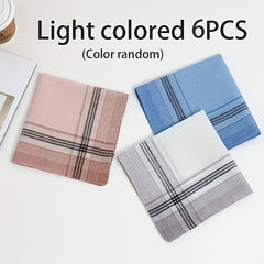 6 Vintage Men's Handkerchiefs Soft Geometric Checkered Pocket Square Towels