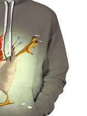 Men's Rooster Pattern 3D Print Hooded Sweatshirt Sports Top