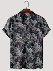 Men's Hawaiian Shirt for Summer Vacation Short Sleeve Button Up