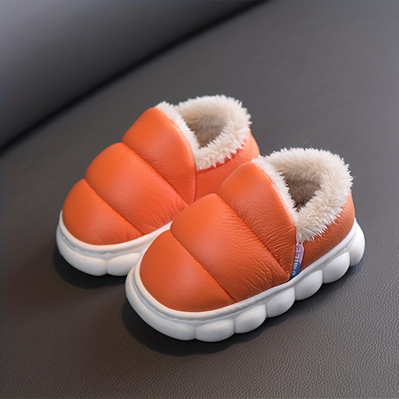 Boys Fleece House Shoes Non Slip Soft Bottom Indoor Winter Walking Shoes