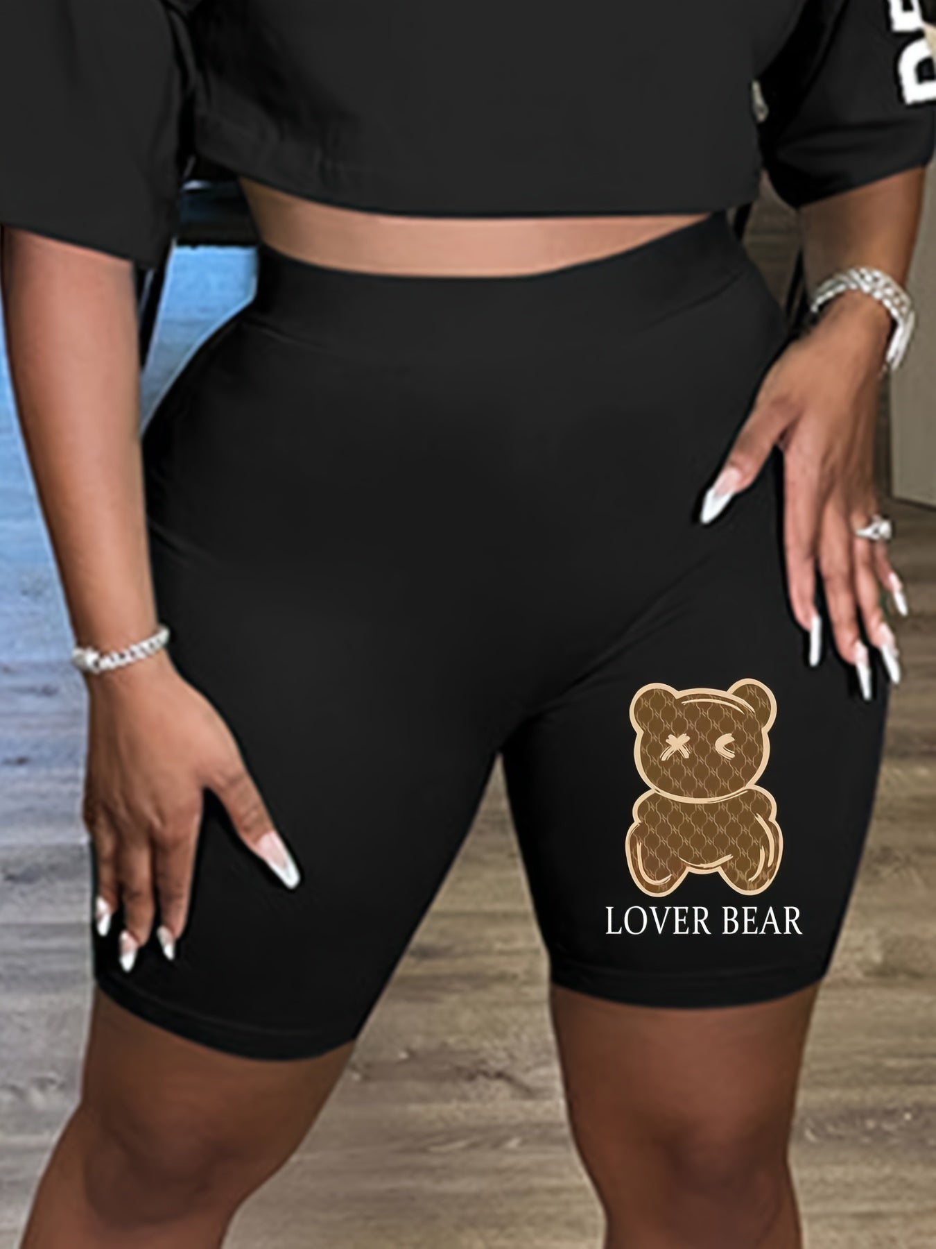 Graphic Print High Rise Biker Shorts