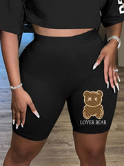 Graphic Print High Rise Biker Shorts