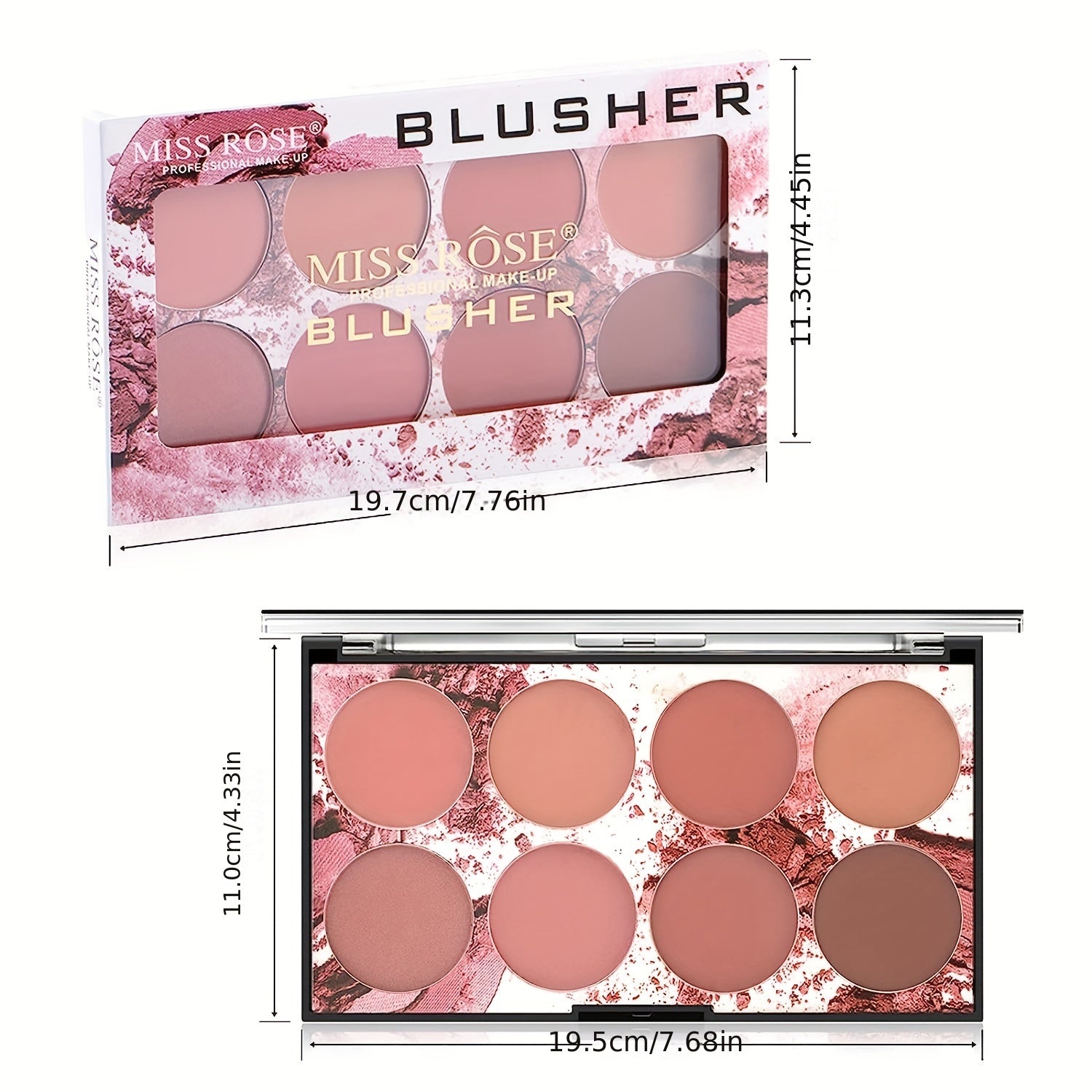 8 Blush Contouring Powder Palette - Waterproof Matte Shimmer Powder