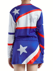 Girls Splicing Star Graphic Cheerleading Outfits For Sports Performance