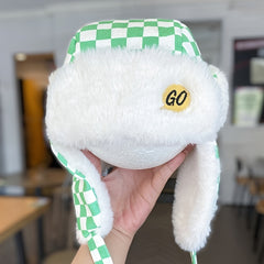 Boys Checkerboard Winter Fleece Ear Protection Hat