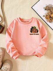 Girls' Pumpkin Halloween Crew Neck Sweatshirt for Gift Party Holiday