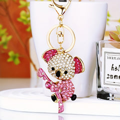Rhinestone Koala Keychain Metal Key Ring Purse Bag Backpack Car Charm