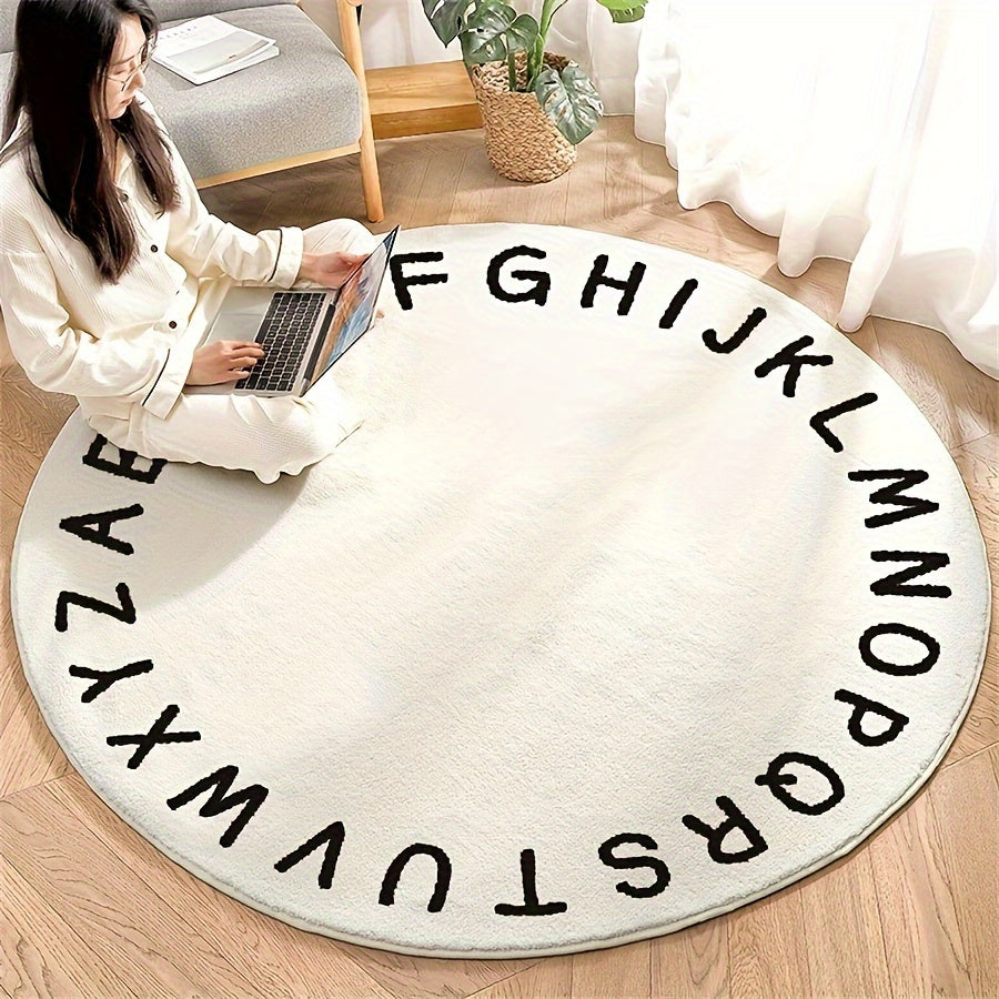 Soft Round Carpet English Letter Pattern Floor Mat