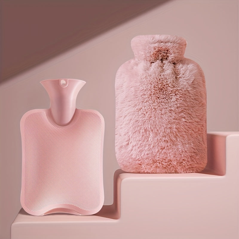 1000ml Faux Rabbit Fur Hot Water Bag Long lasting Warmth Hand Warmer