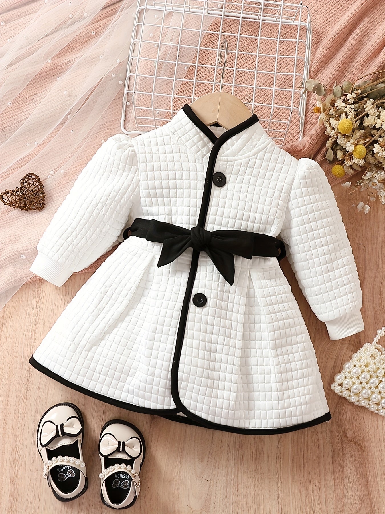 Baby Girls Thermal Belted Dress Set Princess Coat Cardigan