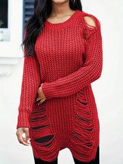 Ribbed Long Sleeve Round Neck Sweater