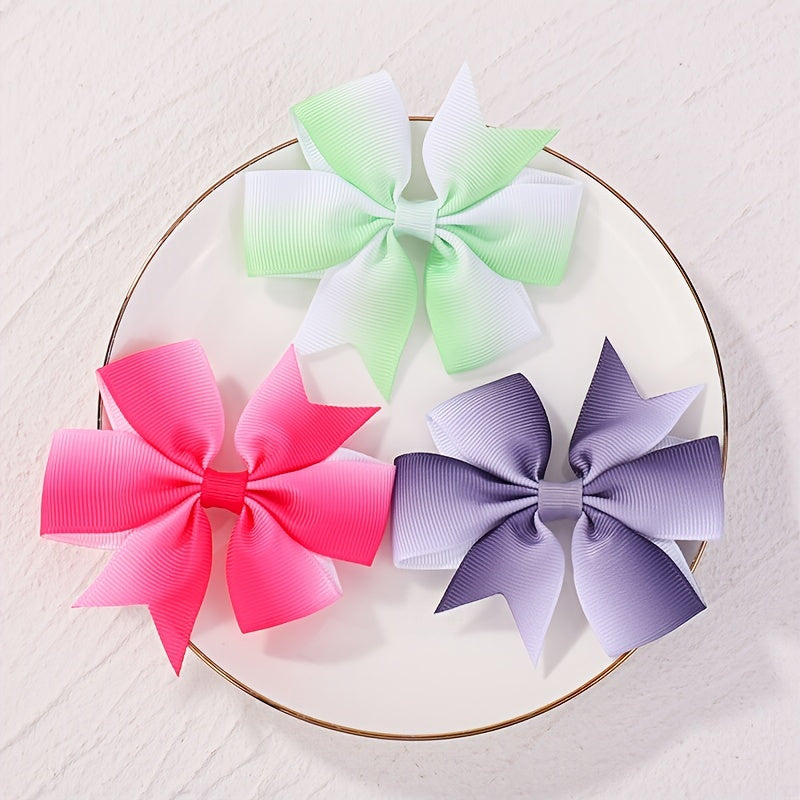 2pcs Plain Bow Hair Clip Ponytail Clip Baby Girls Hair Accessories